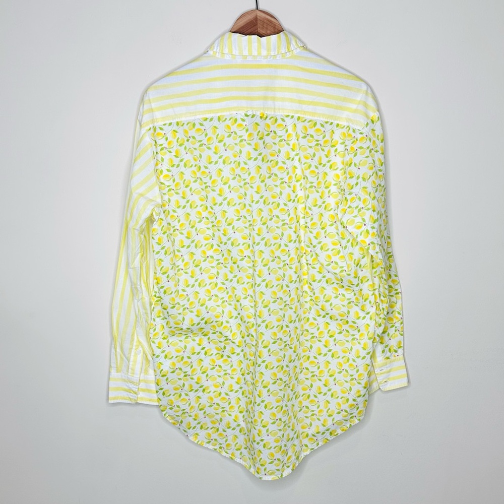 Solid & Striped Lemon Print Button Down Shirt Siz… - image 8